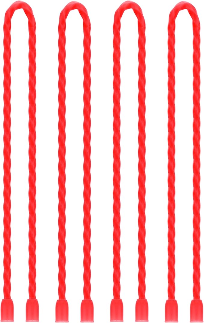 TRIPLE DEER 4Pcs 24-Inch Silicone Cable Ties Colorful Reusable Steel-Core Silicone Twist Gear Tie Straps for Bundling and Organizing, Bendable Holder Strap for Indoor and Out All Purpose, Red