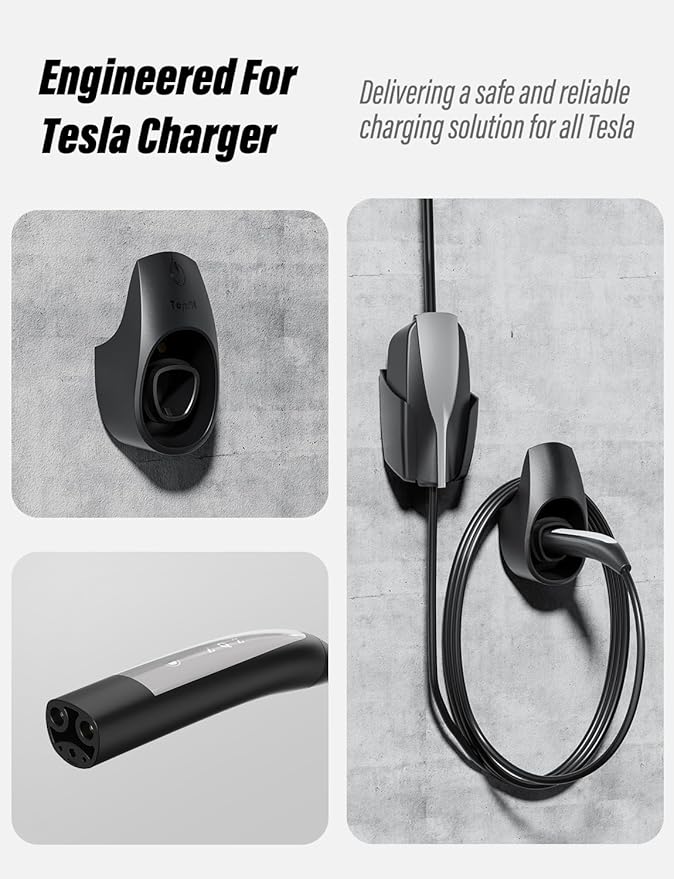BMZX EV Charger Holder for Tesla, Wall Mount Kit for Tesla Charger Holder, Charging Cable Organizer with Charger Slot Fit for Model 3/Y/S/X