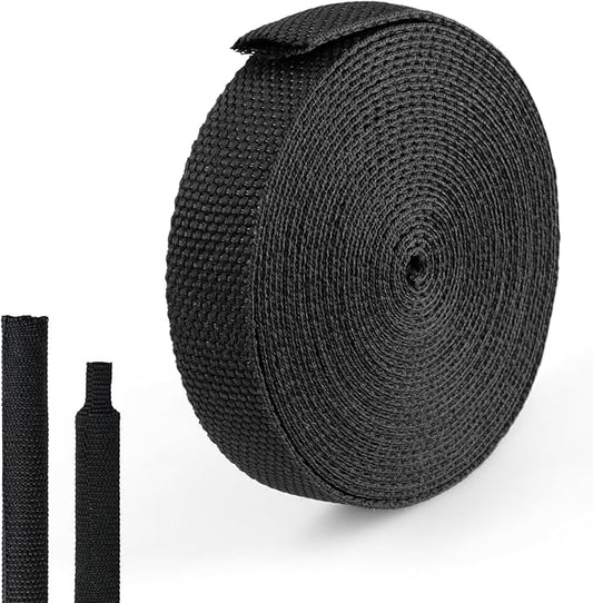 2:1Heat Shrink Braided Cable Sleeve,19.89FT 16mm（40/64″） Black Wire Wrap Sheath Protection Insulated Flame-Retardant Wire Wrapping Protector and Organizer.