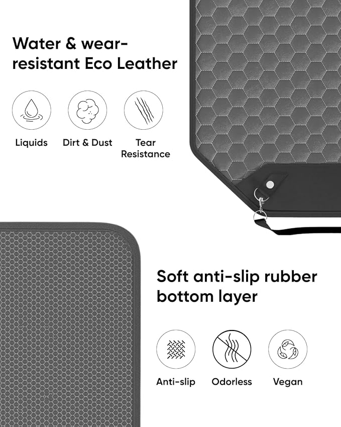 Owleys Kick Mat Back Seat Protector - Car Back Seat Cover for Kids Feet - Waterproof & Sturdy Protector for Upholstery from Dirt, Mud, Scratches and Stain (Gray)