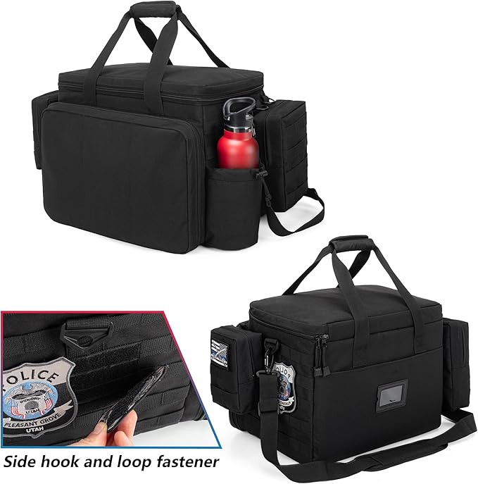 Trunab Patrol Bag Police Gear Car Front Seat Organizer for Law Enforcement Military Duty Bag with 15.6” Laptop Sleeve, Cups Holder, MOLLE Strips, Fits Vehicle Passenger Seat