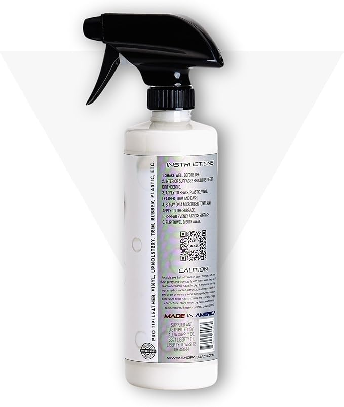 AquaClean INTERIOR Cleaner & Conditioner Spray | Car Truck Boat RV Off-Road | Cleans Conditions Protect Leather Vinyl Plastic Rubber | UV Shield Anti-Static Odor Eliminator Non-Toxic | USA Made | 16oz