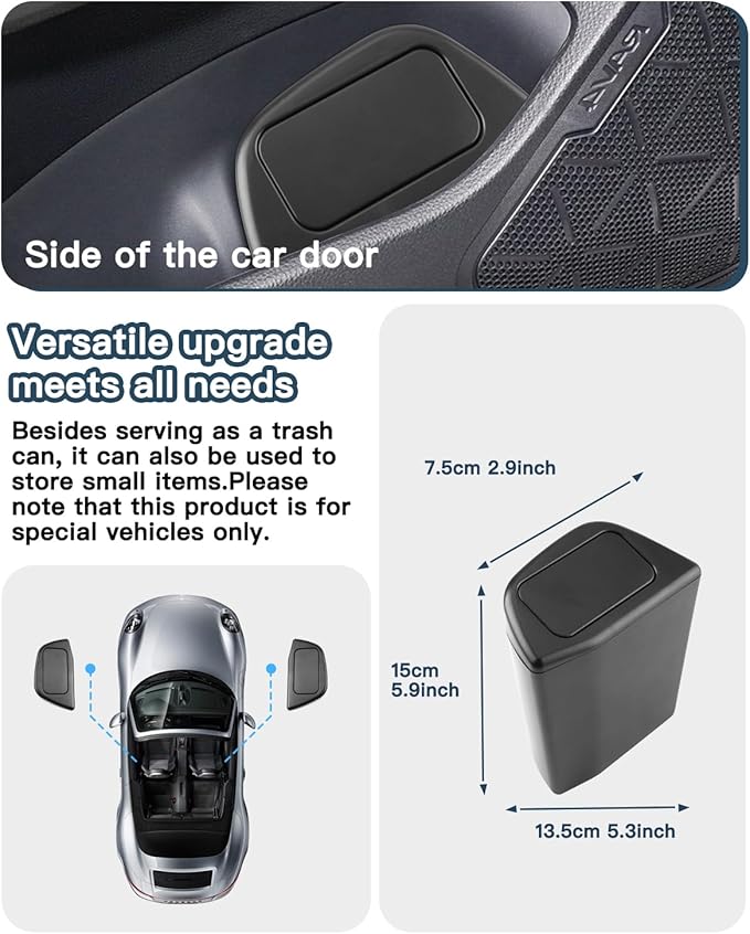 Ruiya 2019-2024 2025 RAV4 Trash Can for Toyota RAV4 XA50 Accessories Portable Mini Car Trash Bin with Lid for Storage and Organizer Car Door Garbage Can Compatible with 2019-2025 Toyota RAV4