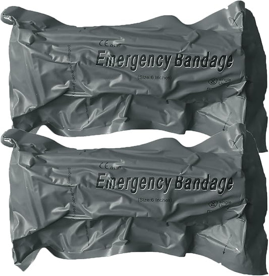 Israeli Emergency Bandage, 6" 2Pack Compression Bandage, Trauma Wound Dressing, Sterile Vacuum Sealed Packaging for Bleeding Control, Medical Trauma Kit, Combat Tactical First Aid IFAK Supplies
