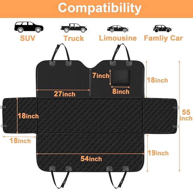 Mancro Dog Car Seat Cover for Back Seat, 2026 Upgraded 600D Heavy Duty Waterproof & Scratch-Resistant Dog Hammock for Car, Back Seat Pet Cover for Dogs, Trucks and SUVs, Standard, Light Brown