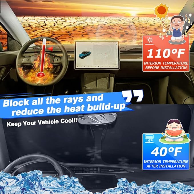 Canvcle Windshield Sun Shade for Chevrolet/Chevy Equinox 2018-2024 Accessories Thicken 6-Layer Foldable Front Window Sunshade Sun Visor Protector Block UV Rays Keep Vehicle Cool