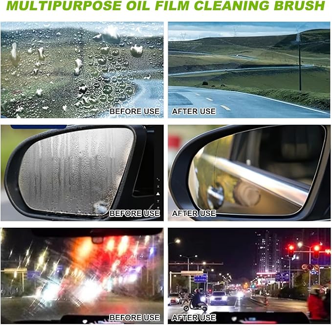 1-Pack Oil Film Remover Brush – Rainproof & Anti-Fog Windshield Cleaner Tool for Car Glass | Streak-Free Visibility, Easy Grip Design