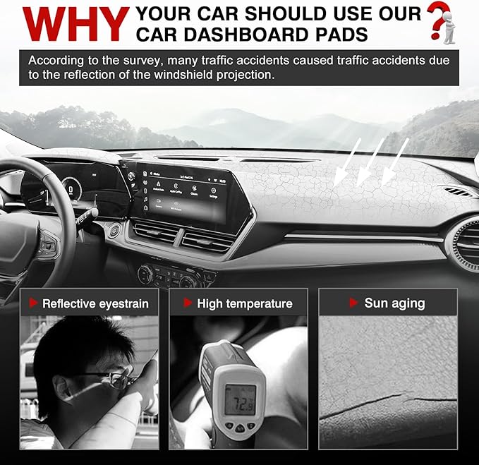 Autorder Dashboard Cover Mat for 2024 2025 2026 Chevy/Chevrolet Trax Accessories Dash Cover Upgrade Velvet Dash Mat Sunshade Glare UV Rays Protector