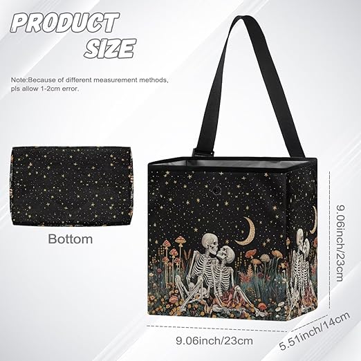 Skulls Mushroom 2 Gallons Car Trash Can Hanging Car Trash Bag Moon Starry Night Water Resistant Leakproof Trash Bag Car Accessories for Women Men
