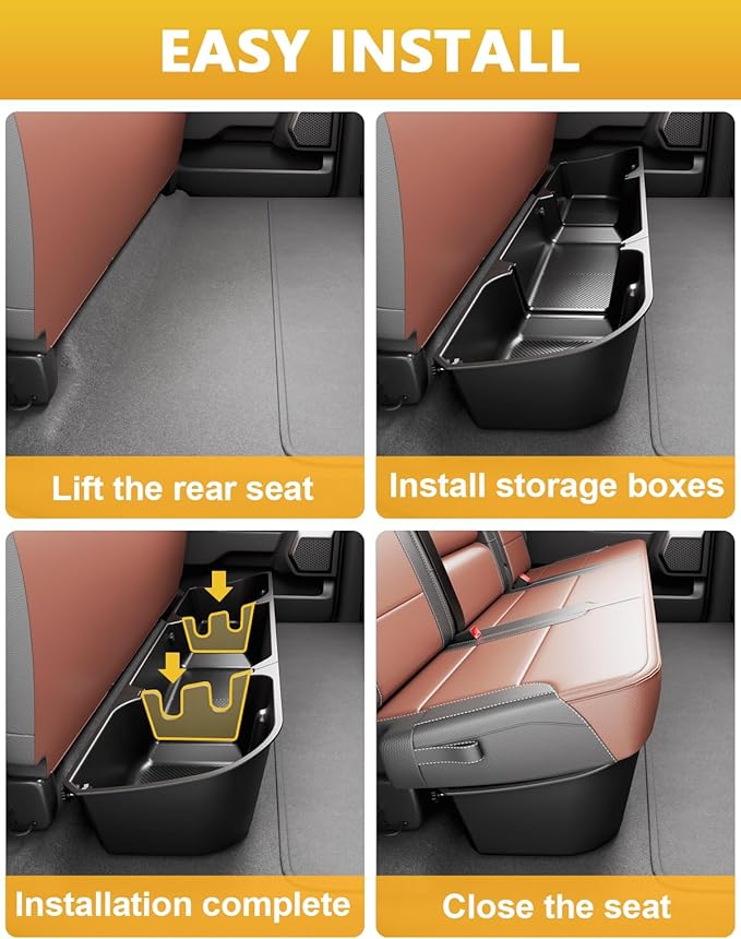 Tuyoung Under Seat Storage Boxes Compatible with 2015-2026 Ford F-150 F150 SuperCrew Cab, 2017-2026 F-250/F-350/F-450/F-550 Super Duty, Heavy Duty Rear Truck Under Back Seat Box Organizer Cargo Box