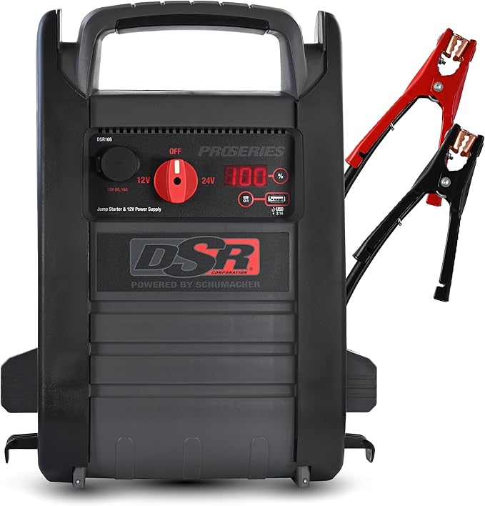 Schumacher Electric DSR ProSeries Car Battery Jump Starter - 4400 Peak Amp 12V/24V Car Starter, Jump Box & Portable Power Station - Digital Display, Heavy-Duty Booster Cables - DSR166