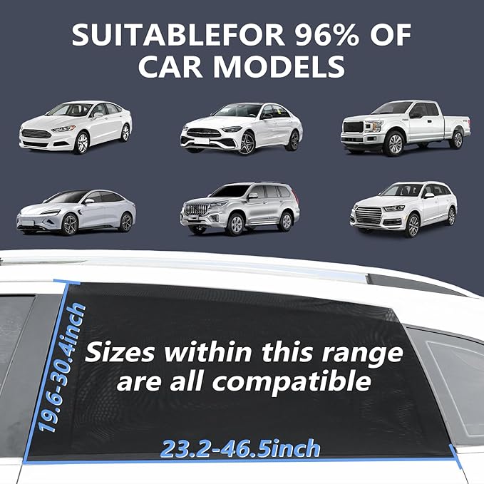 2 Pack Car Window Shades,Super Stretchy Mesh Screen Sun Car Window Shade Mosquito,Stretchable UV Protection Window Screen for Babies, Families and Pets