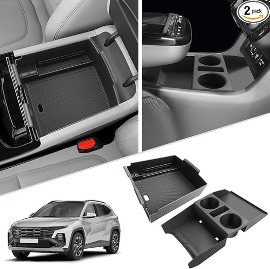 SKTU 2Pack 2025 2026 Tucson Accessories Center Console Organizer for 2025 2026 Hyundai Tucson Limited/Hybrid Console Tray Hyundai Tucson 2025 2026 Accessories 2025 2026 Tucson Lower Console Tray
