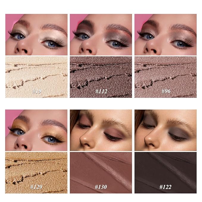 Neutral Eyeshadow Stick Makeup 6PCS Set, Metallic Shimmer Matte Cream Eye Shadow Eyeliner Brightener Pencil Crayon - TAUPE MAUVE