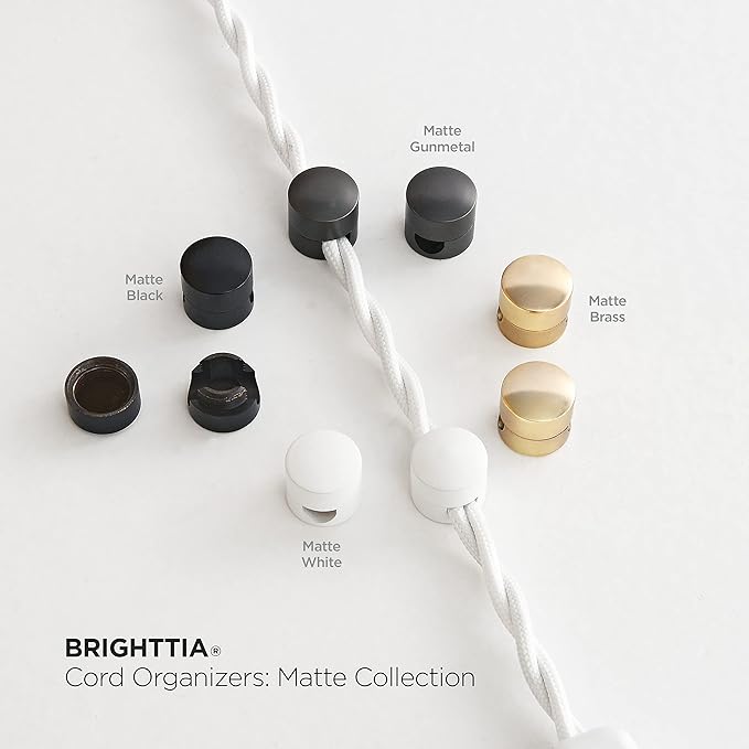 BRIGHTTIA Cable Clips - Premium Brass Cord Management for Home, Office & Car - Multipurpose Wire Holder Organizer - Sleek & Durable Design - Ideal Gift for Men, Women & Students - 4-Pack (Matte Black)