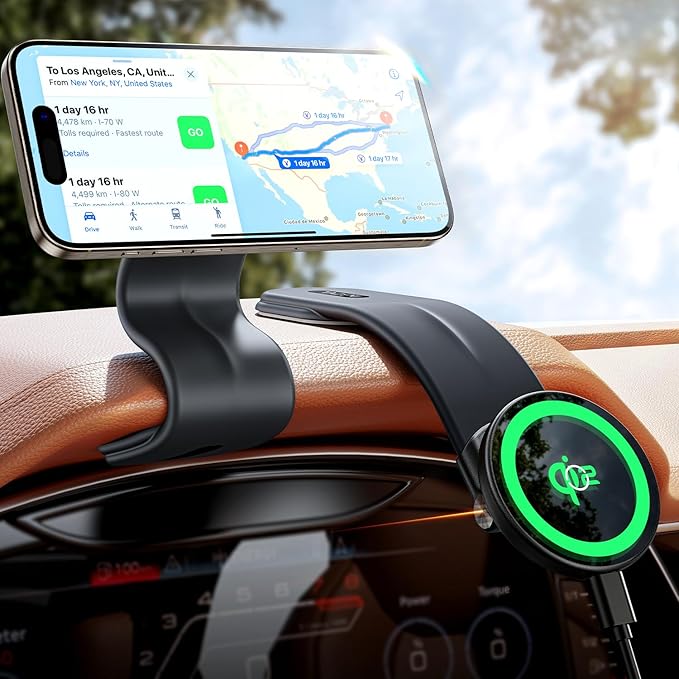 TAZENI for Magsafe Car Mount Charger Magnetic Phone Holder Mount for Car [15W Super Fast Charge] Fit iPhone 16 Wireless [Velcro Memory Metal] Fit iPhone 16/15/14/13/12 Pro Plus Max