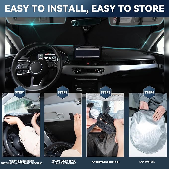 for Porsche Macan 2014-2024 2025 2026 Windshield Sun Shade - 4 Layers Car Sunshades for Front Windows Shade Cover Custom Fit Sun Visor 250T Retractable Shade Blocks UV Rays Car Accessories