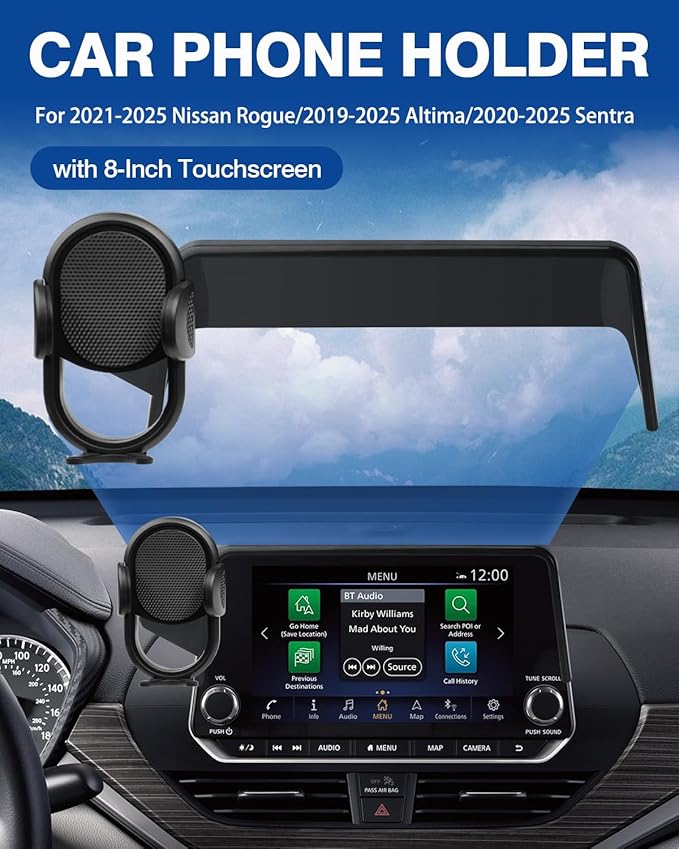 Autorder Car Phone Holder for 2021-2025 Nissan Rogue/2019-2025 Altima/2020-2025 Sentra Accessories Phone Mount 8-Inch Screen Cell Phone Automobile Cradles Hands-Free 360 Degree Rotation
