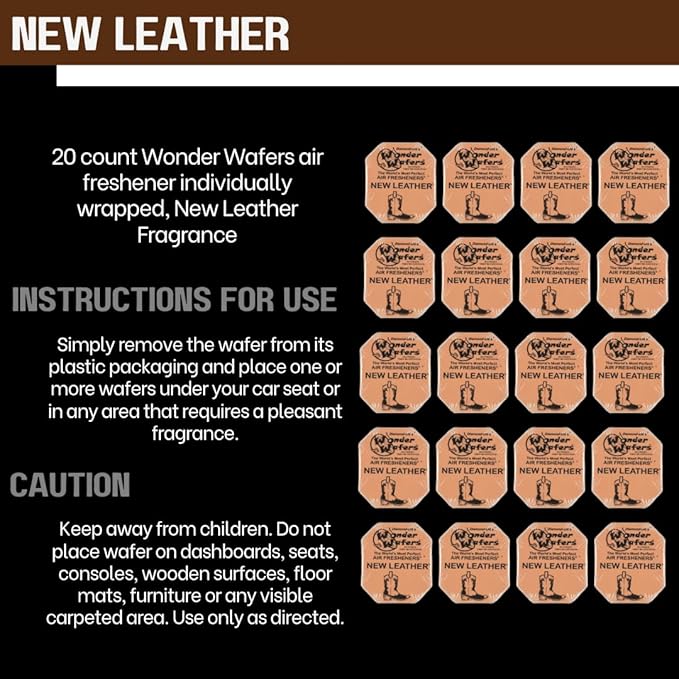 Wonder Wafers 20 count Air Fresheners Individually Wrapped New Leather Fragrance
