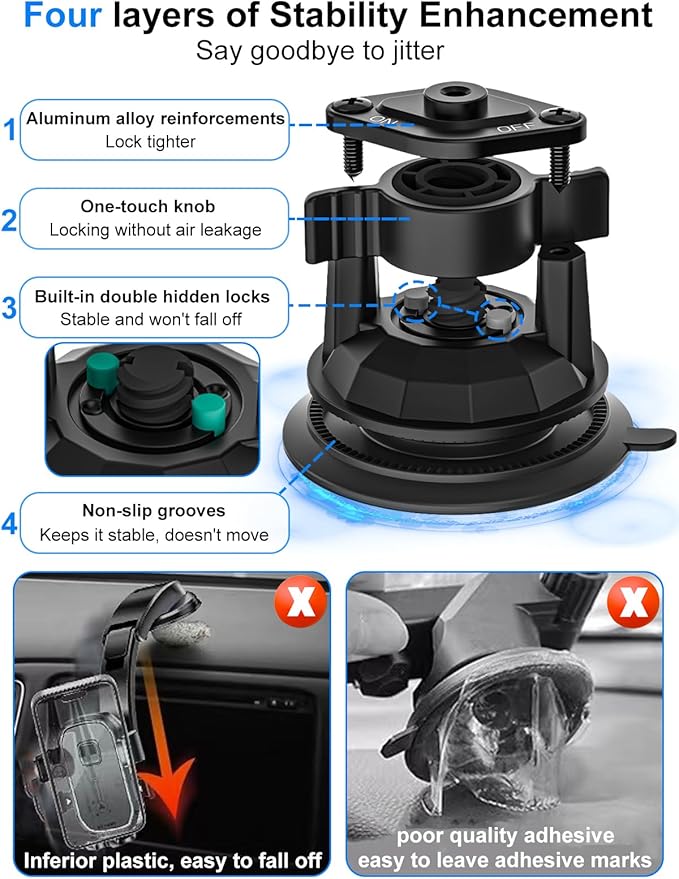 Sunroof Tablet Holder Mount for Car/Truck [Latest Anti-Shake] Dashboard Windshield Window Tablet Stand for Truck/Car/Pickup, Heavy Duty Sunroof ipad Mount for 4-12.9" iPad Pro Air, Z Fold, iPhone