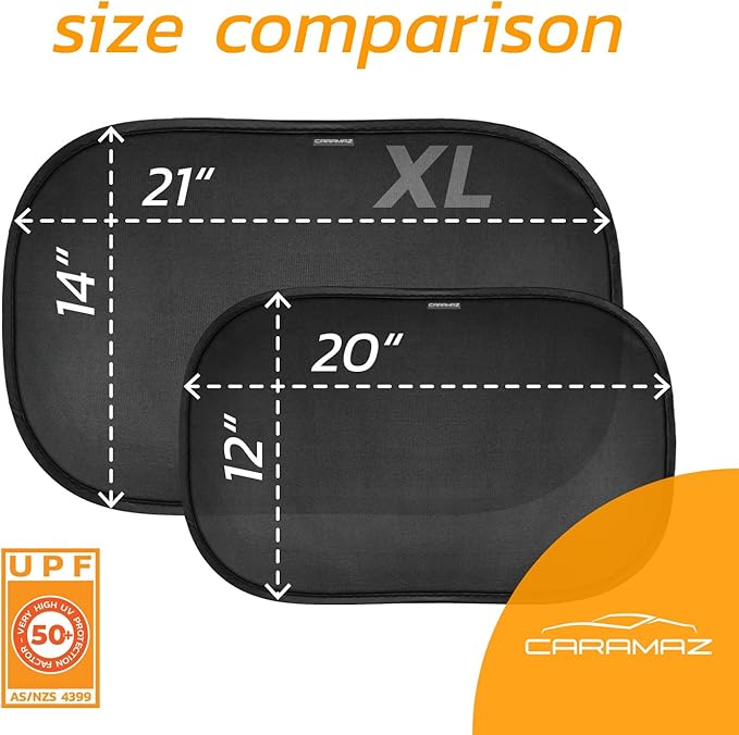 CARAMAZ Car Window Shade for Baby with Certified UV-Protection 2 Pack - 21"x14"