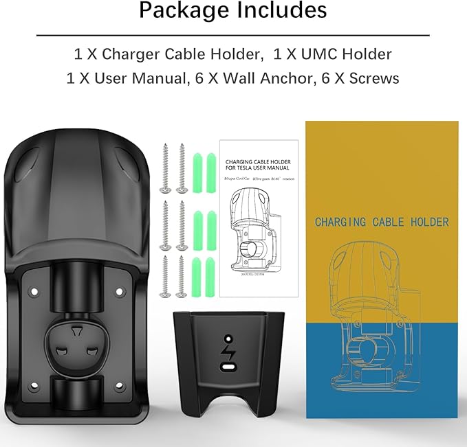 Tesla Charger Holder Wall Mount, Swivel Tesla Charging Cable Holder for Model 3 Y X S Mobile Connector Organizer