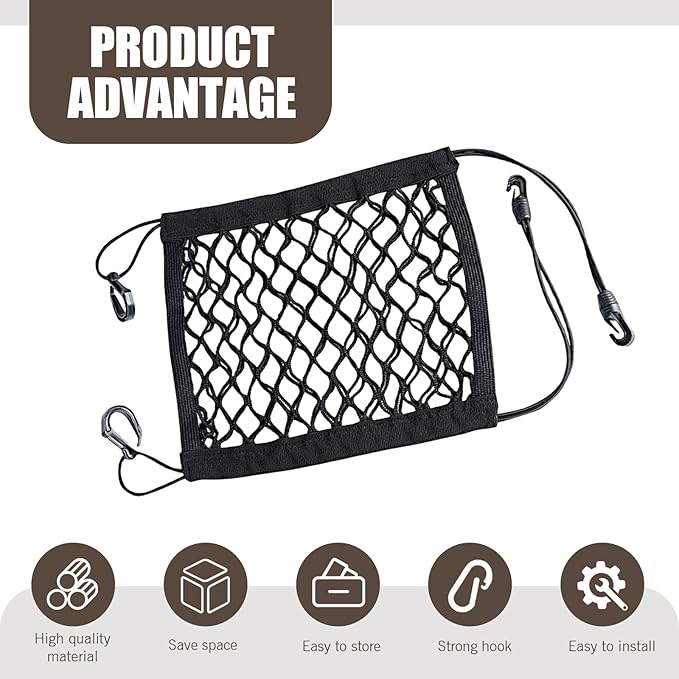 1 PC Dog Car Net Barrier, Pet Anti-collision Protection Barrier, Multifunctional Car Divider, Retractable Double-layer Mesh Storage Bag, Easy to Install, Suitable for Most Cars (Black)