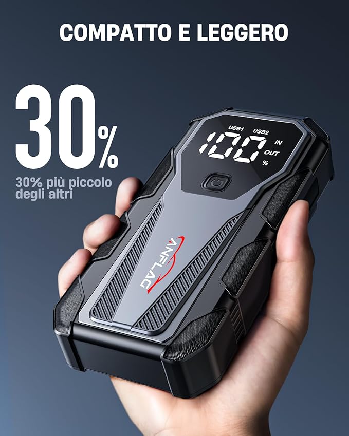 7000A Car Jump Starter 12V Battery Pack, 21800mAh Portable Jump Box for All Gas & 10L Diesel Engines, Smart Jumper Cables, Force Start, -20°C Cold Cranking, 200-Lumen SOS Light & Power Bank