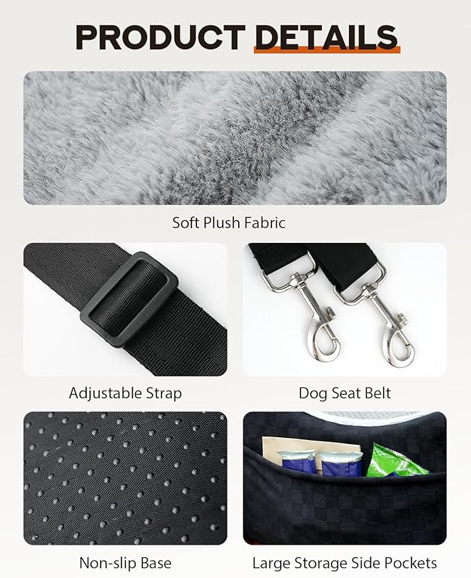 Dog Car Seats for Medium Dogs, All-Season Comfort Dog car Seat Boosters Detachable & Washable Pet Dogs Seat for Cars, SUVs, Easy to Install (Black)