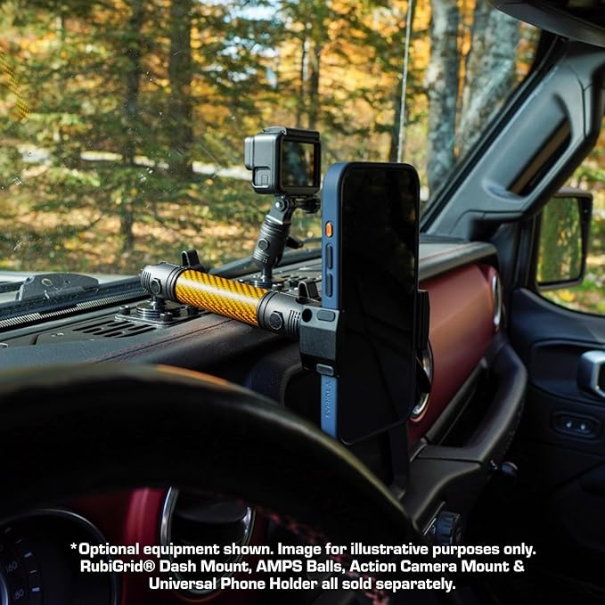 Bulletpoint Mounting Solutions Dash Mount 5.9" Arm Compatible with iPhone and Android Smartphones - Fits 20mm Attachment Ball (Matte Orange Carbon Fiber)