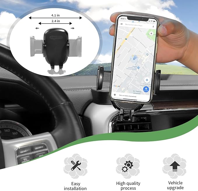 JeCar Dash Phone Holder Dashboard Cellphone Clamp Upgrade Aluminum Alloy Ball Mount with Storage Tray Interior Accessories Compatible with RAM Truck 2012-2017