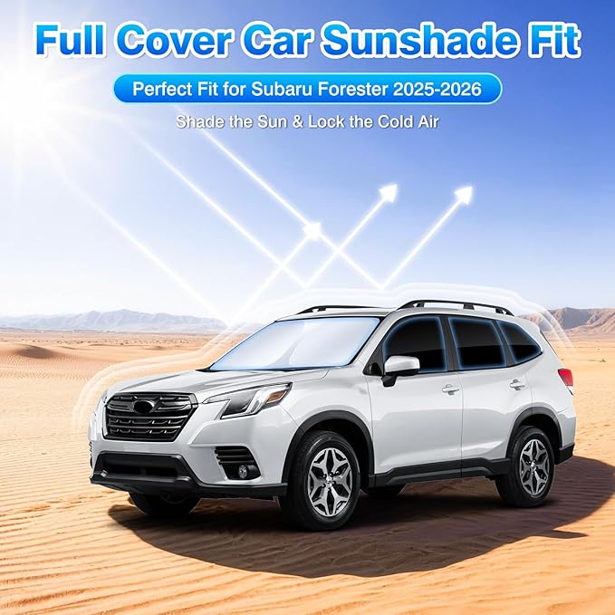 T TGBROS Windshield Sun Shade for Subaru Forester 2025-2026 Car Window Shades Thicken UV Block and Blackout Privacy Foldable Sunshades 8PCS Accessories Keep Cool Sun Visor Covers