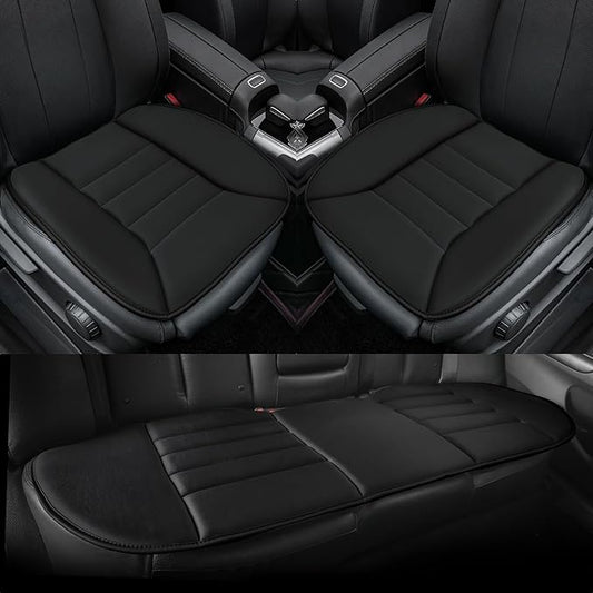 kingphenix 3-Piece Car Seat Cushion Set, 1.2inch Memory Foam Comfort, 2 Front Automotive Seat Cushions + Rear Bench Cushion, Non-Slip Bottom, Fits Sedan SUV Truck Van, Car & Office Chair, Black