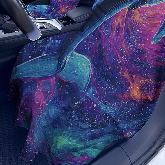 2 Pack Car Towel Seat Covers with Storage Bag, Multifunctional Towel for Gym Outdoor Sport, Picnic, Beach, Pet Dog Travel,Non-Slip Washable Car Seat Protector (Starry Whale)
