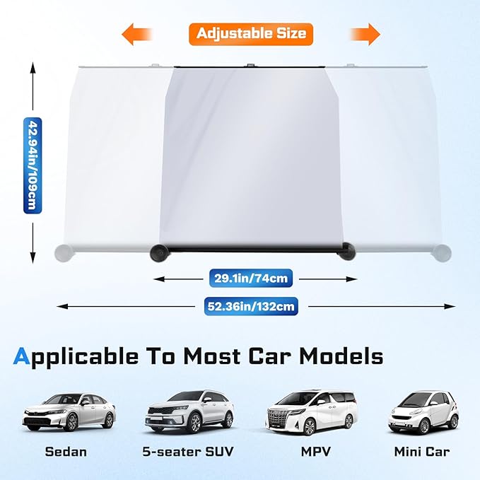 2026 Retractable Windshield Sun Shade Automatic Car Sunshade for Windshield, UV & Heat Protection, Keep Cool and Protect Interior, Adjustable Universal Fit for Car Trucks SUVs (Not for Large Trucks)