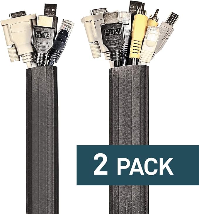 UT Wire UTW-FCW8-BK 8-Feet Expandable Flexi Cable Wrap, Black | 2 Pack