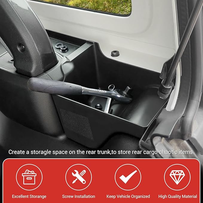 Trunk Side Storage Bin Fit for 2024 Jeep Wrangler JL JLU 4XE, Cargo Organizer Tray Wheel Well Storage Box for 2024 Wrangler JL 4 Door Accessories, 2PCS No Screws(Left+Right)