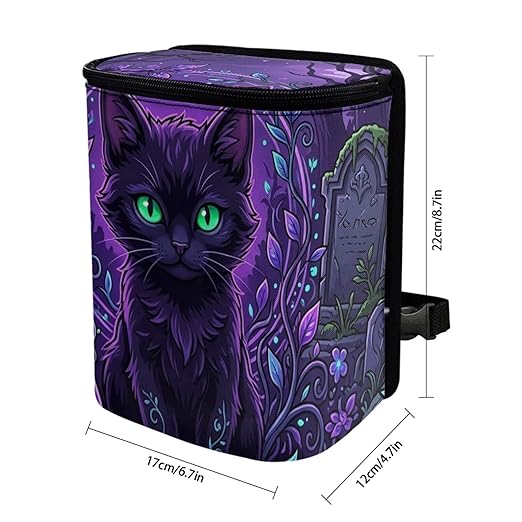Talayituse Purple Cat Forest Leaf Print Car Trash Can Portable Auto Garbage Bin Multifunctional Vehicle Interior Accessories with Adjustable Straps Universal Fit Truck SUV Sedan