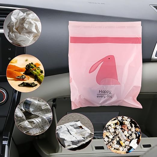 105 Pcs Car Trash Bags Disposable, Car Garbage Bag, Self Adhesive Small Trash Bags for Car, Portable Waterproof Leak Proof Barf Vomit Bags, Self Adhesive Cleaning Bags for Cars, Bedrooms, Kitchens
