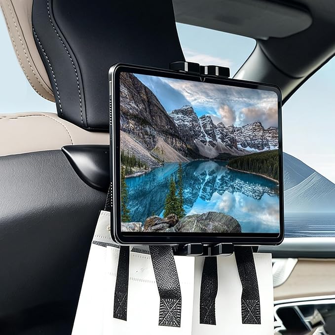 Car Tablet Holder with Hooks for Volvo XC90 XC60 S60 S90 V60 V90 Accessories, Car Headrest Mount Holder Compatible with iPad Pro Air Mini, Galaxy Tabs, 4.7-12.9 Inch Phones & Tablets, Black