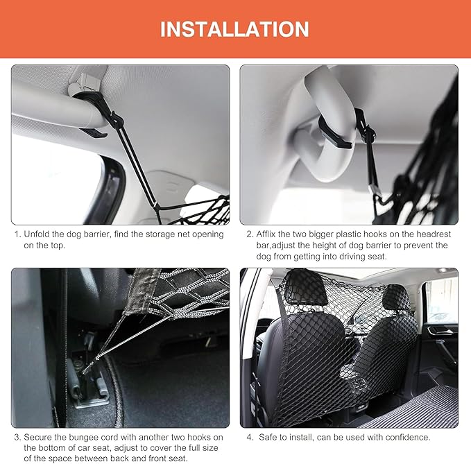 JITUIHOM Dog Car Net Barrier Pet for 2024 2025 Toyota Grand Highlander, Pet Barrier with Metal Hooks & Stretchable Mesh,Easy to Install Sturdy Mesh Makes Trips Easier.