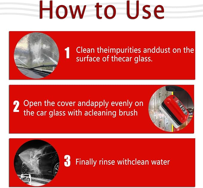 2PCS Glass Cleaner Kit, Windshield Oil Film Remover with Hydrophobic Coating & Cleaning Brush, Streak-Free Auto/Home Glass Cleaner for Car Windshields Windows Mirrors Shower Doors