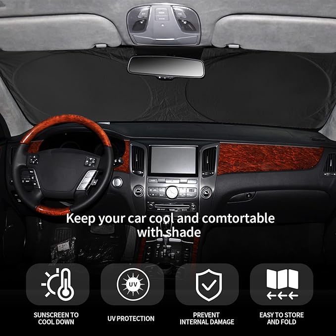 Windshield Sun Shade for Honda Fit 2007-2020 2021 2022 2023 2024 Sun Visor Protector Foldable Window Sunshade for Honda Fit Hybrid Sport Windshield Cover Car Sun Shields Block UV Rays