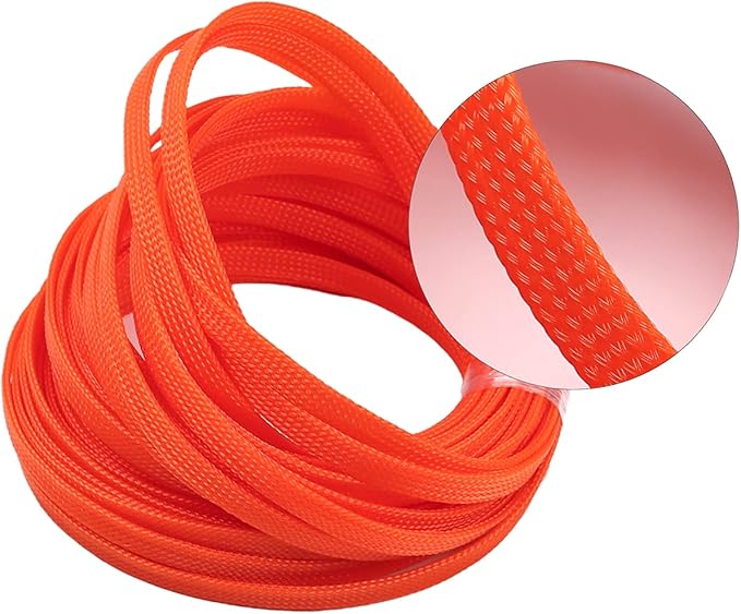 Aicosineg 32.81FT PET Braid Cable Sleeving Flexible Wire Mesh Sleeve Wire Braided Protective Sleeve 0.33inch Wrap Protector for Power Cord Protection Flame Retardant Cable Manage Orange