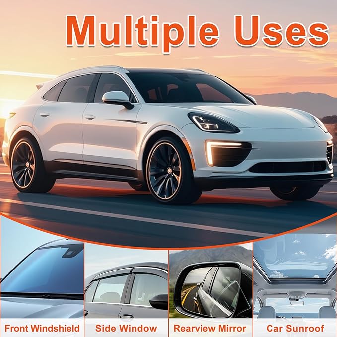 Automotive Oil Film Cleaning Brush for Car Windshield, Glass Emulsion Cleaner, 100g Roll-On Glass Oil Film Remover with Reusable Cleaning Board, Anti-Fog & Water-Resistant Coating for Safe Driving