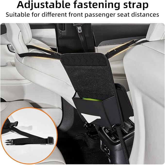 Purse Holder for Car,Car Purse Holder Between Seats,PU Leather Seat Back Organizer,Large Capacity Bag,Car Net Pocket Handbag Holder,Pet Barrier(Gray)