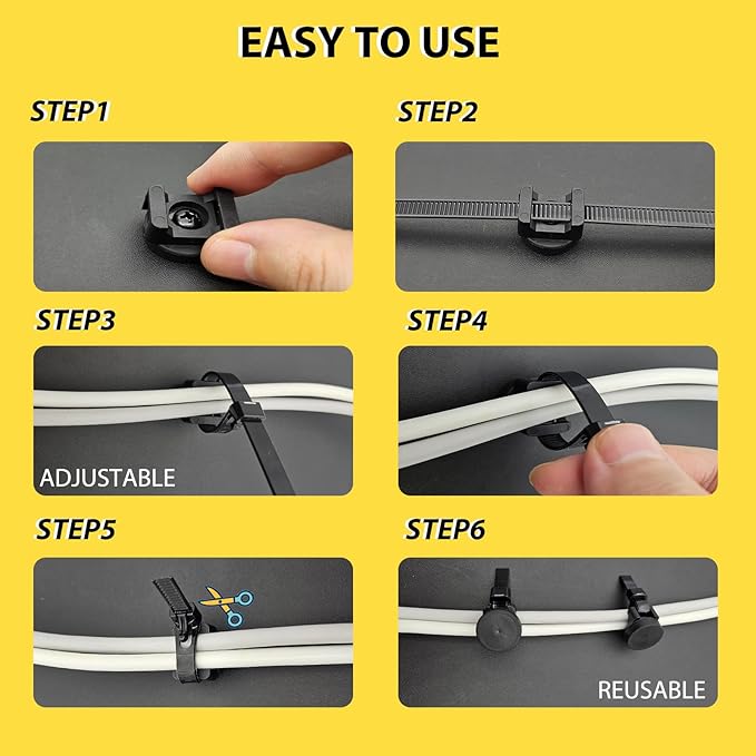 Magnetic Zip Tie Mounts 22mm Compact Cable Holder - Multipurpose Magnetic Wire Management Bases with 30 Reusable Zip Ties, 15 Magnets for Cord Organizer(Damage-Free)