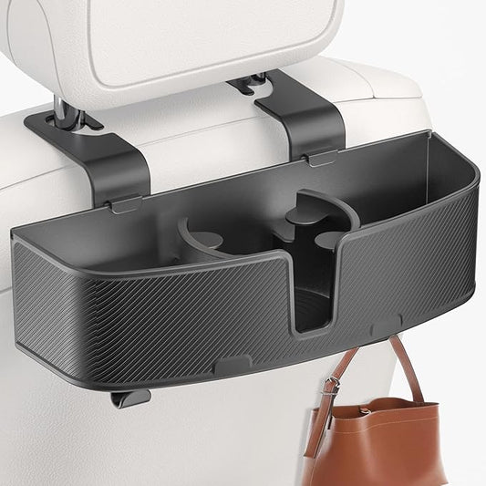 Car Headrest Cup Holder for Back Seat Organizer for Multi-Hanging Snack Storage Box with Strong Hooks for Kids and Uber Backseat Passengers Share Rid for Travel Accessories