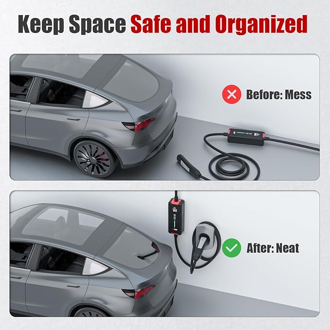 Tesla Charger Holder, Car Tesla Charging Cable Organizer | Nozzle-Holster Dock| Wall Mount| Screws| NACS| Silver-| Electric Vehicle Holder & Wallbox Accessories for Tesla Owners