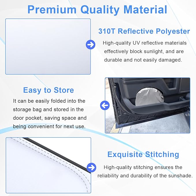 PIMCAR Windshield Sun Shade for 2015-2024 2025 Ford Edge SUV, Premium 310T Reflective Polyester, Foldable Heat Blocker-Beat Summer Heat & Keep Interior Cool